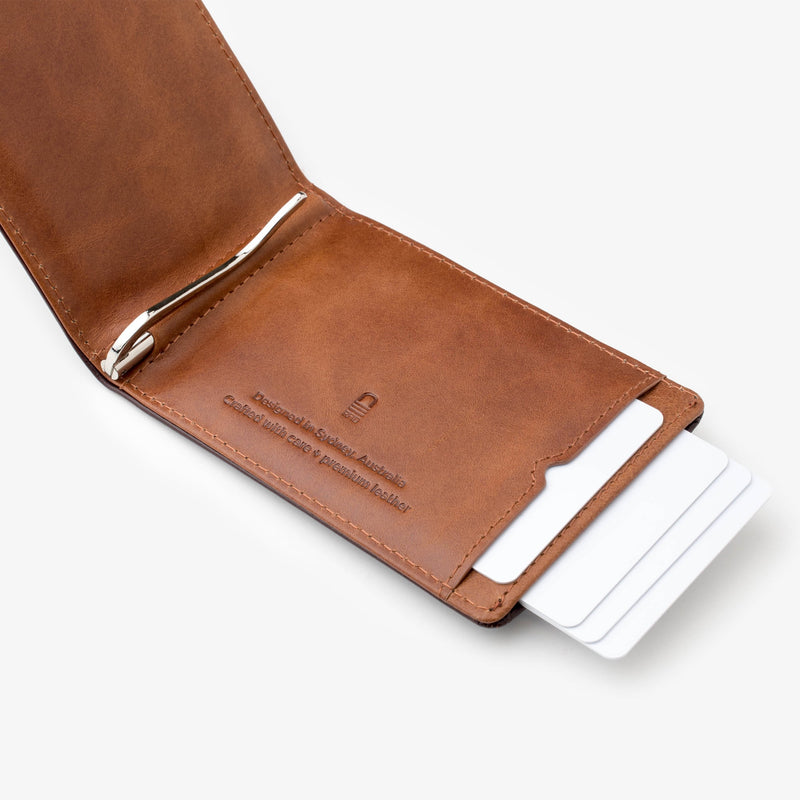 Karakoram2 slim money clip wallet mens leather brown 2 tone