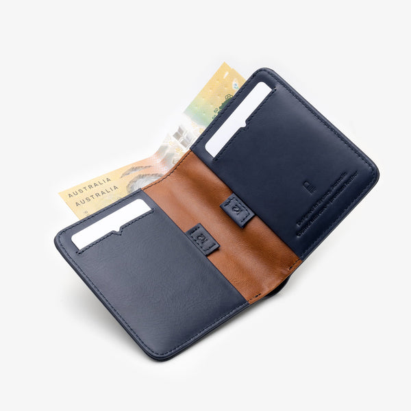 Karakoram2 Sublime slim mens RFID leather wallet Australia New Zealand navy blue brown two tone